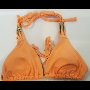 3/$25 Orangle triangle gold beaded bikini top